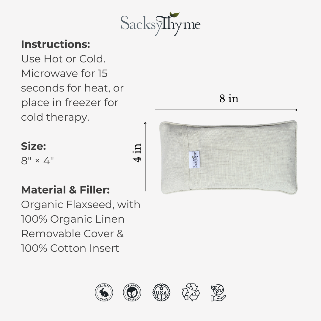 Organic Linen Eye Pillow, Microwavable Heating Pad, Removable Cover