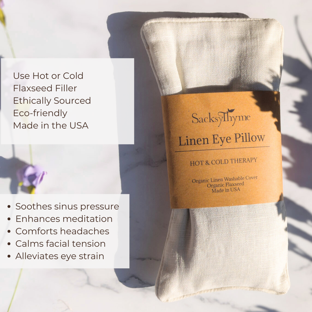 Organic Linen Eye Pillow, Microwavable Heating Pad, Removable Cover