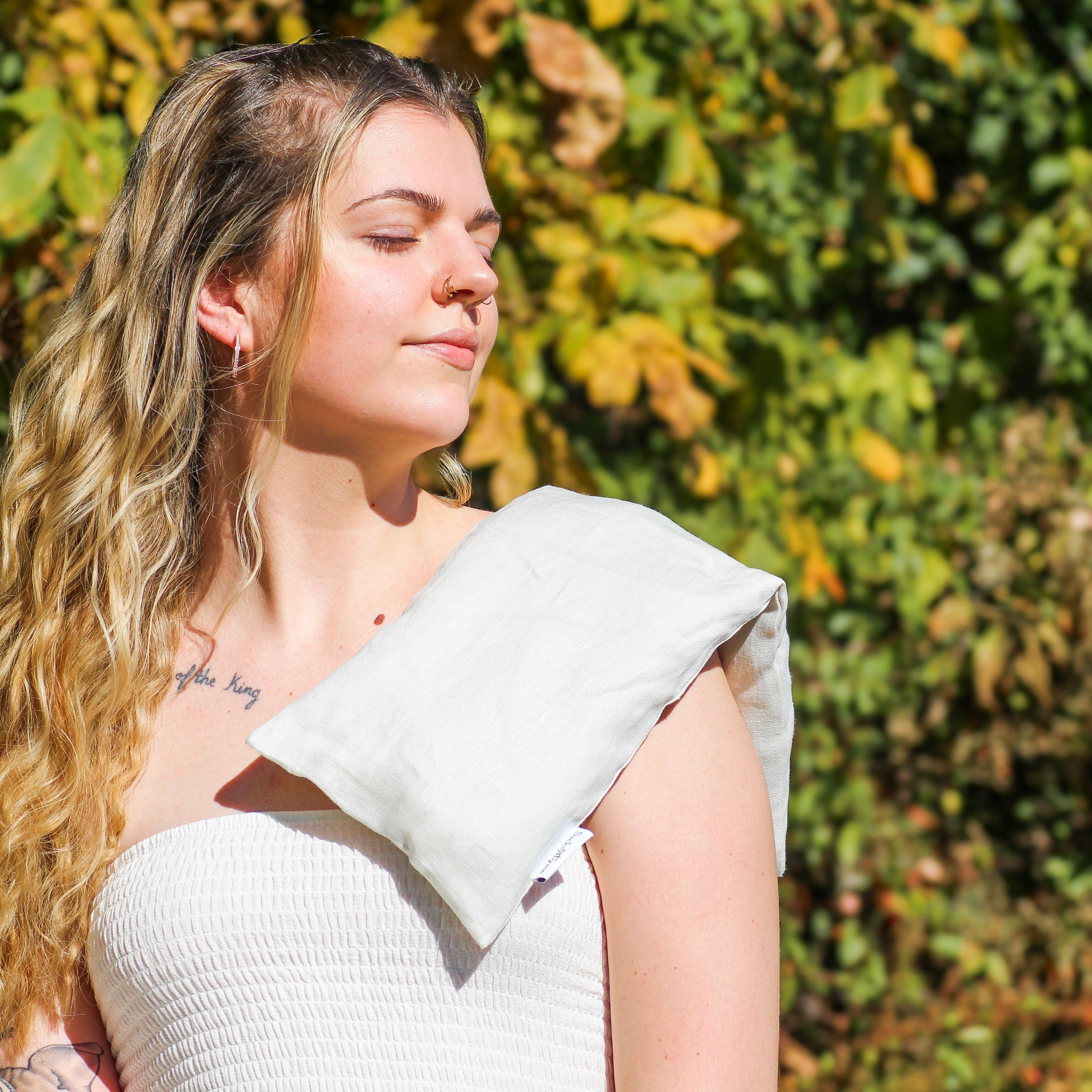 Linen Neck Wrap, Microwavable Heating Pad, Removable Cover, 22" x 7"