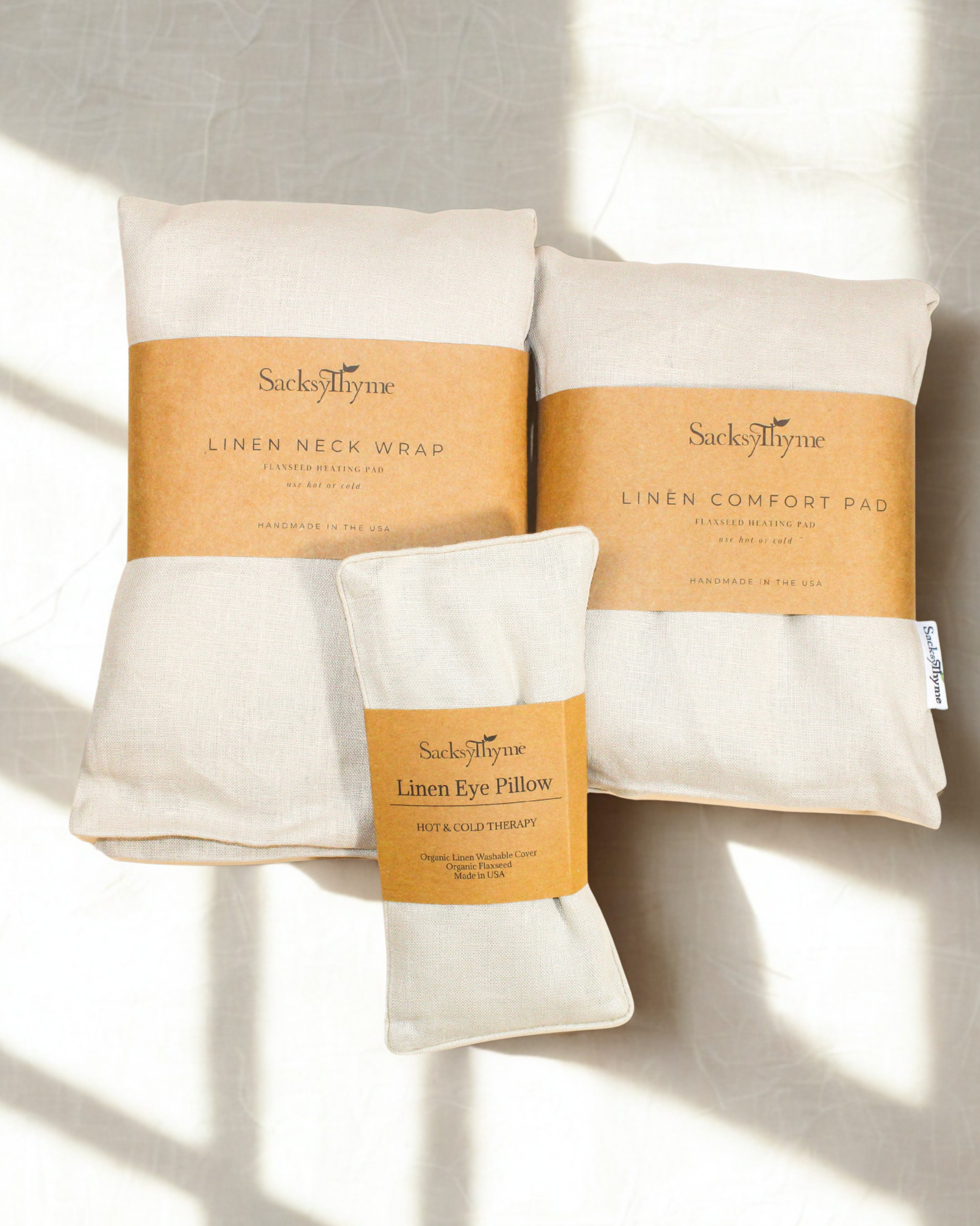 Sand Linen Heating Pad Bundle - 3 Piece Gift Set