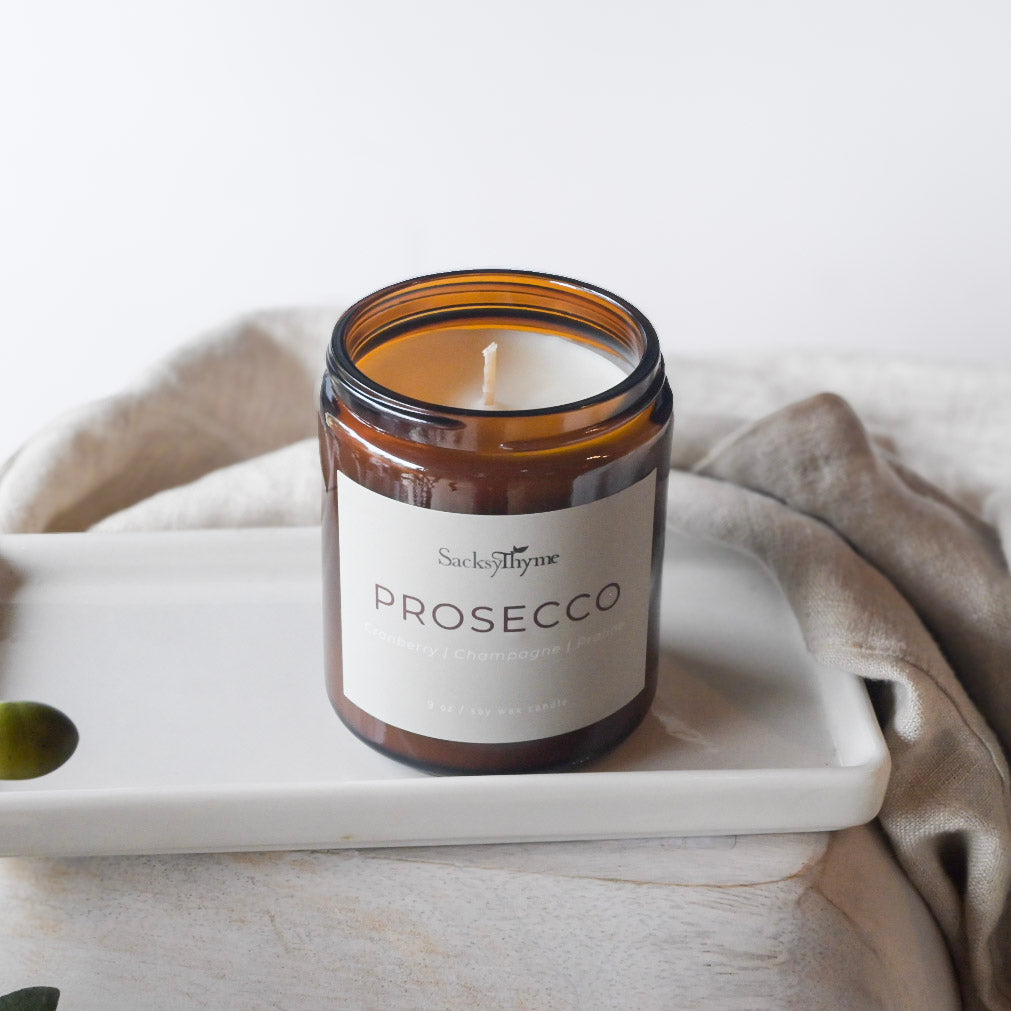 Prosecco Glass Jar Soy Candle, 9 oz