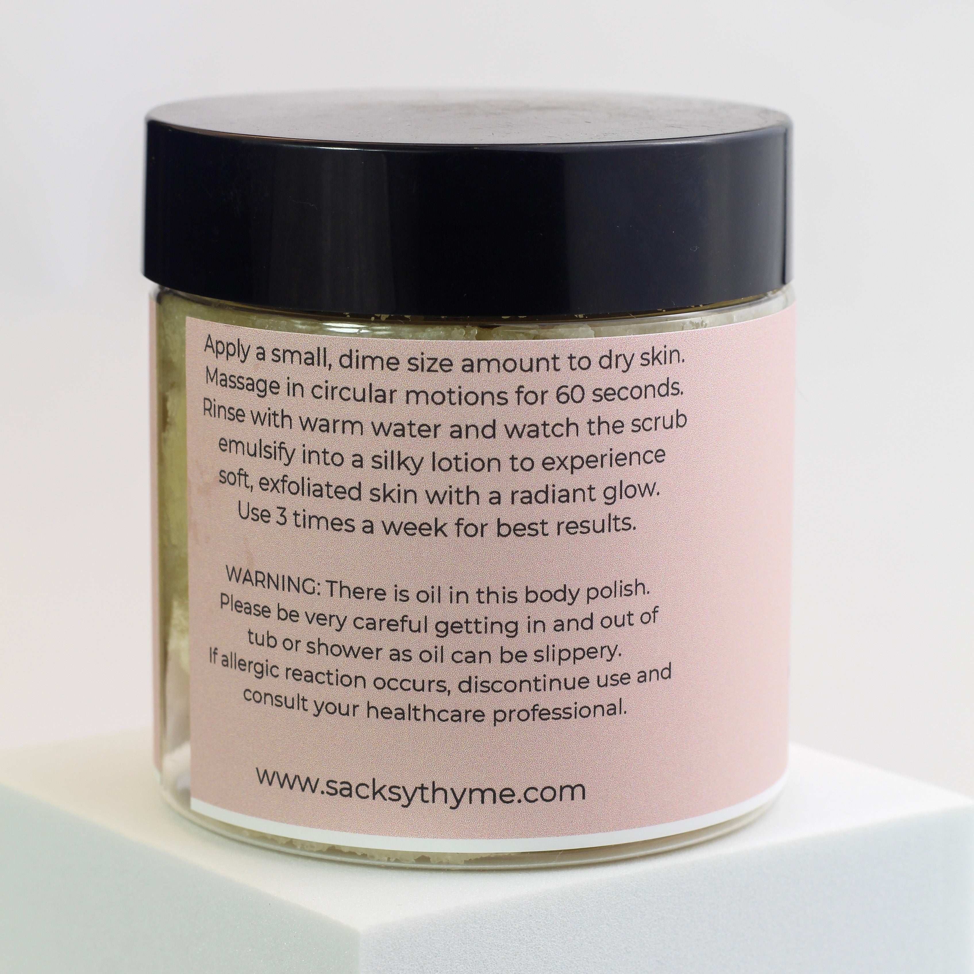 Emulsifying body polish, skin-loving ingredients, sugary exfoliation, jojoba oil, olive oil, deep hydration, shea butter, cocoa butter, luxurious moisture, vitamin E, nourish, protect, soft skin, supple skin, rejuvenated, lavender oil, bergamot oil, soothing, aromatic, skincare routine, natural goodness, revitalizing, vitamin-rich, nourishing, therapeutic, skin care, luxurious touch, self-care, revitalized.