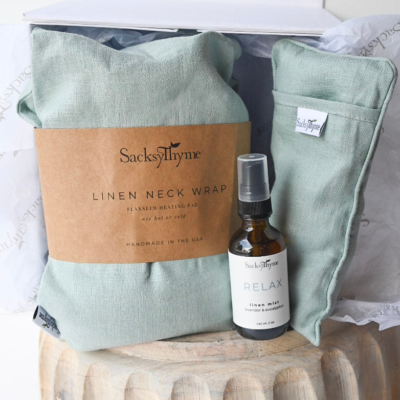 The Unwind — Linen Neck Wrap, Eye Pillow & Aromatherapy Gift Set