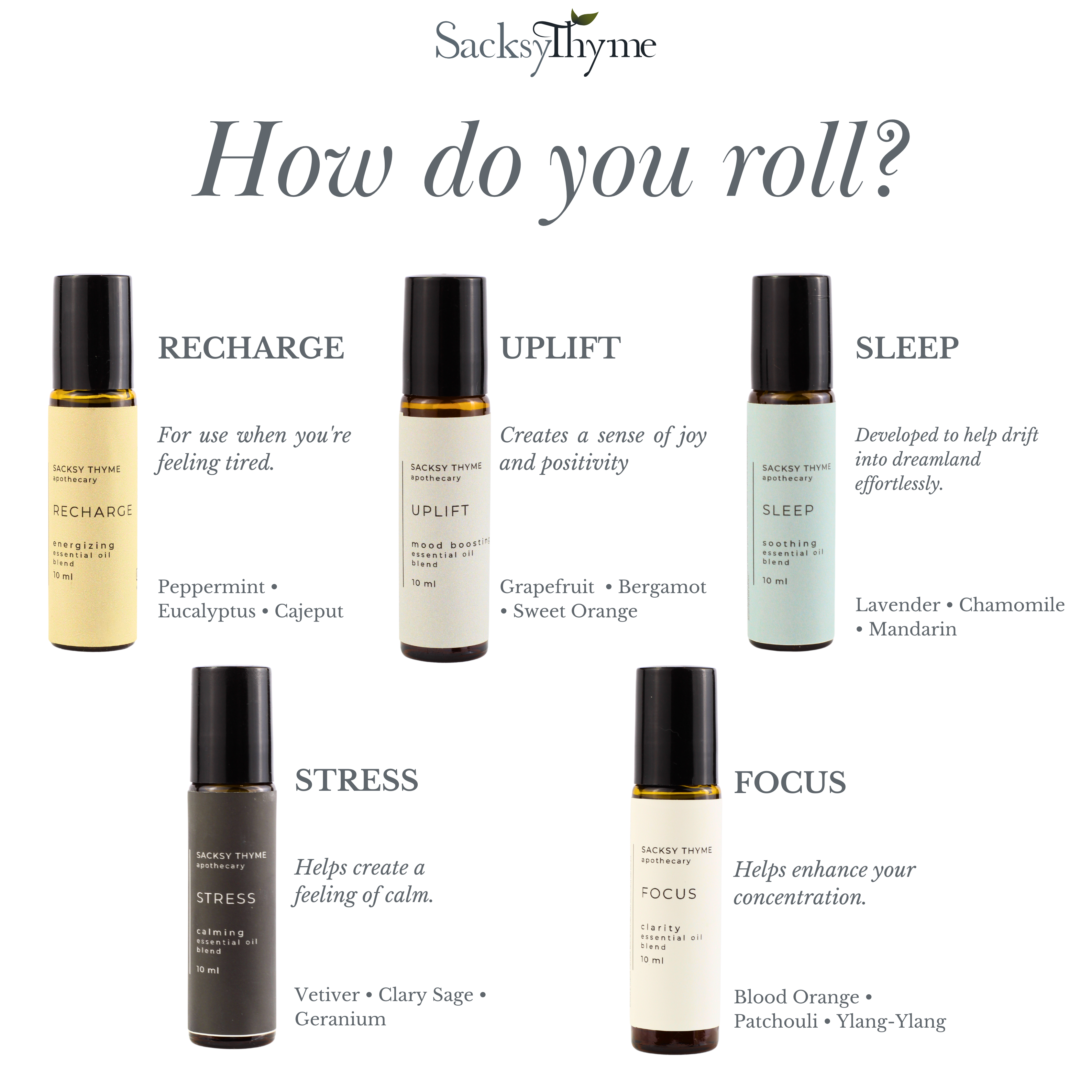 100% Natural Essential Oil Roll-Ons