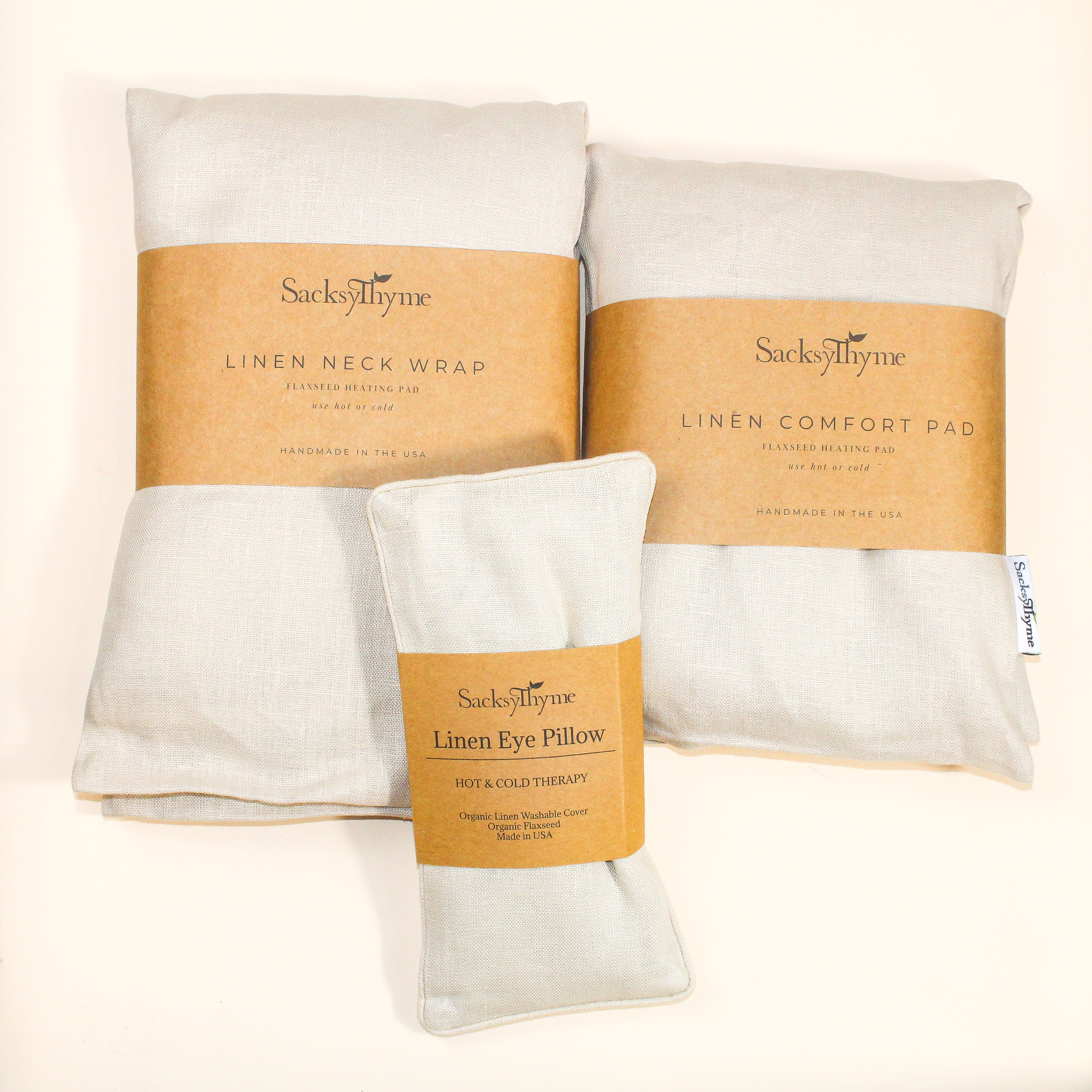 Sand Linen Heating Pad Bundle - 3 Piece Gift Set