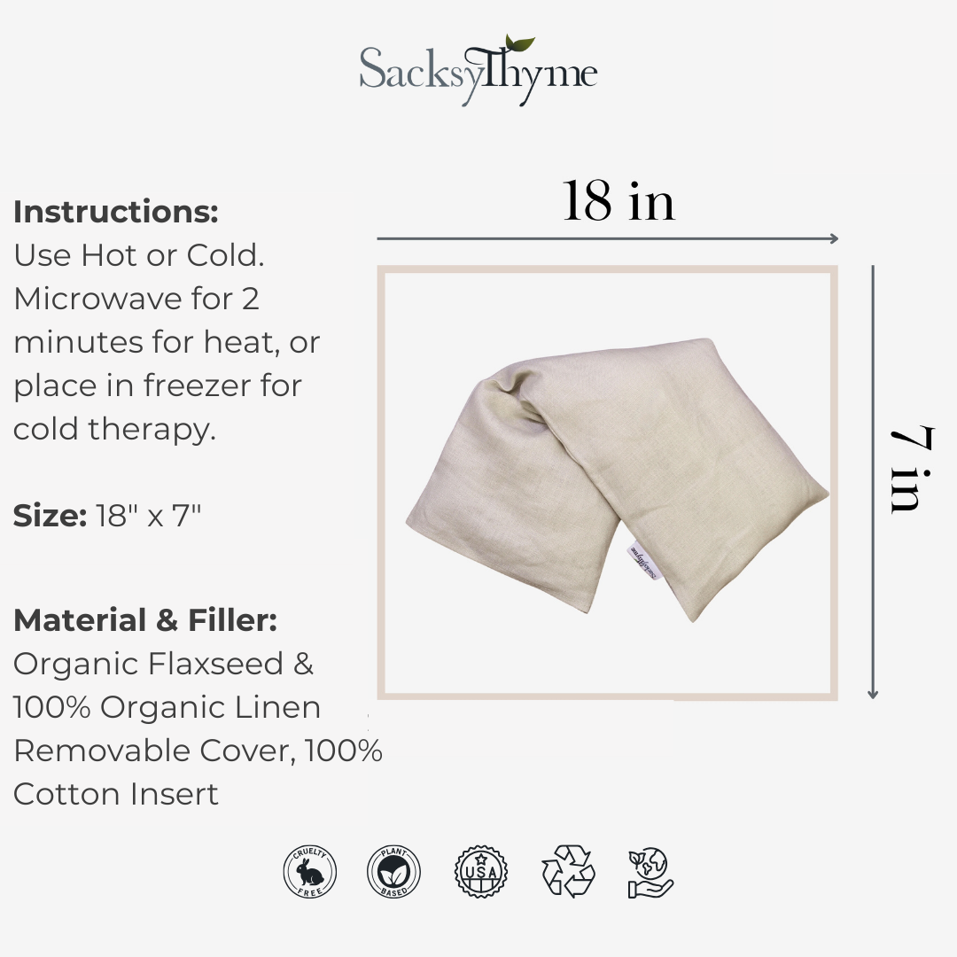 Linen Comfort Pad, Microwavable Heating Pad, Removable Cover, 18" x 7"