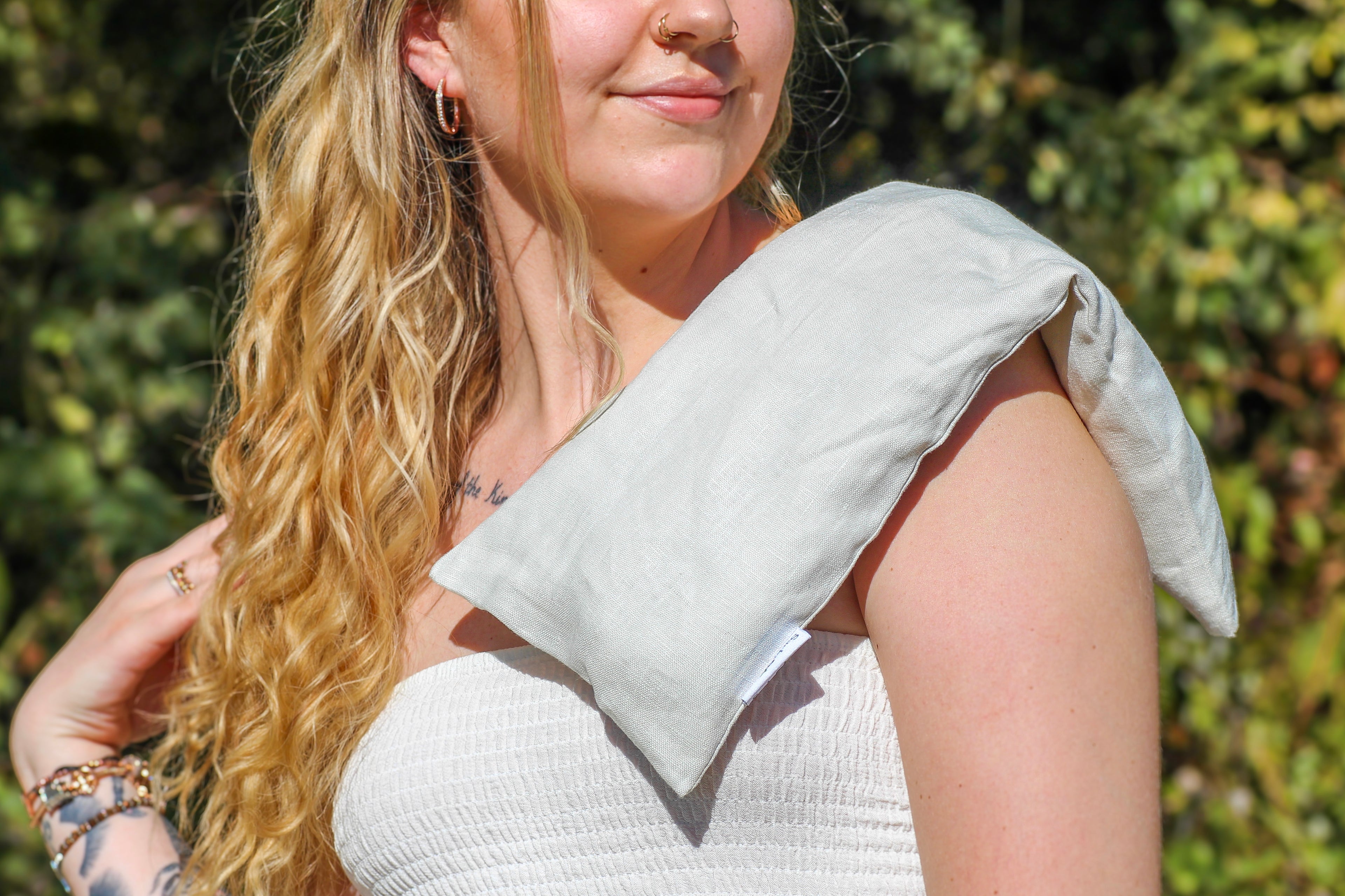 Linen Neck Wrap, Microwavable Heating Pad, Removable Cover, 22" x 7"